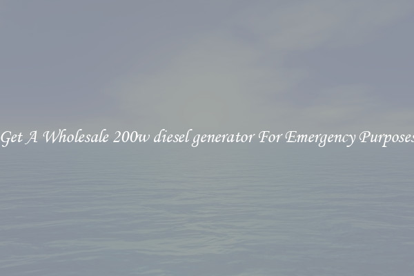 Get A Wholesale 200w diesel generator For Emergency Purposes